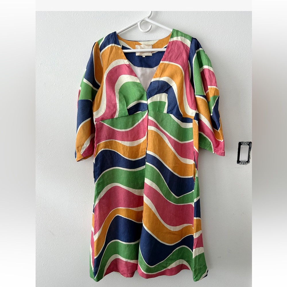 Cala de la Cruz Wave-Print Linen Midi Dress - Picture 6 of 9